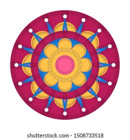 Isolated colored mandala over a white background - Vector