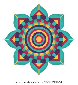 Isolated colored mandala over a white background - Vector