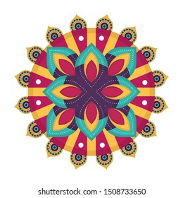 Isolated colored mandala over a white background - Vector