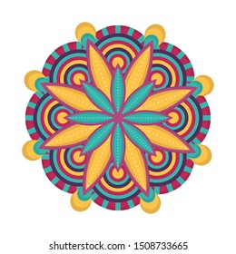 Isolated colored mandala over a white background - Vector