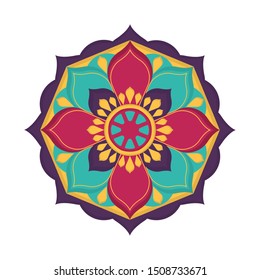 Isolated colored mandala over a white background - Vector