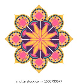 Isolated colored mandala over a white background - Vector