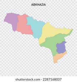 Isolated colored map of Abkhazia with borders of the regions