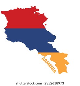 Mapa de Armenia de colores aislados con su vector de bandera