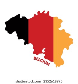 Mapa de Bélgica de colores aislados con su vector de bandera