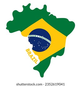 Einzige farbige Karte Brasiliens mit Flaggenvektor