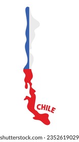 Isolated colored map of Chile with its flag Vector