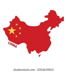 Isolated colored map of China with its flag Vector