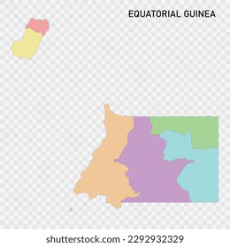 Isolated colored map of Equatorial Guinea with borders of the regions