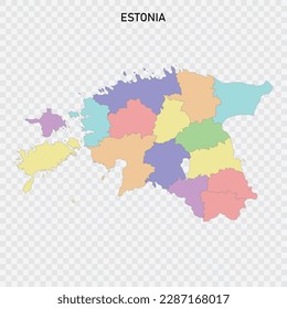 Mapa de Estonia de colores aislados con fronteras de las regiones