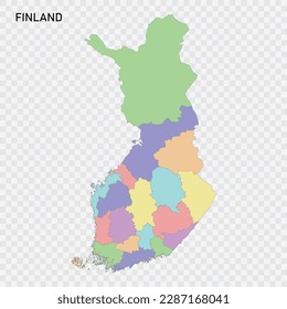 Einzige farbige Karte Finnlands mit Grenzen der Regionen