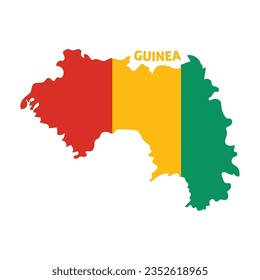 Isolated colored map of Guinea with its flag Vector