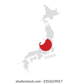 Mapa de Japón de colores aislados con su vector de bandera