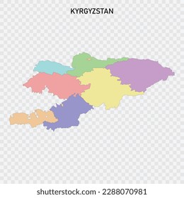 Einzige farbige Karte Kirgisistans mit Grenzen der Regionen