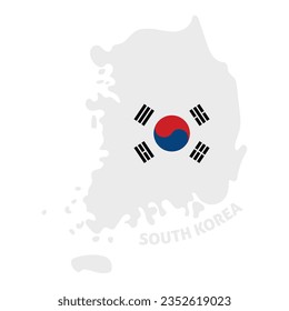 Einzige farbige Karte Südkoreas mit Flaggenvektor