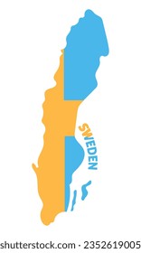 Isolated colored map of Sweden with its flag Vector