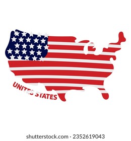 Isolated colored map of USA with its flag Vector