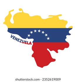 Isolated colored map of Venezuela with its flag Vector