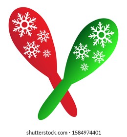 Isolated Colored Maracas For Christmas - Vector Illustration