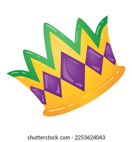 Icono de la corona de mardi gras de color aislado Diseño plano Vector