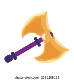 Icono de dibujo de armas de hacha medieval aislado de color Vector