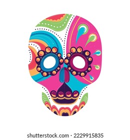 Isolated colored mexican skull sketch icon Vector illustration