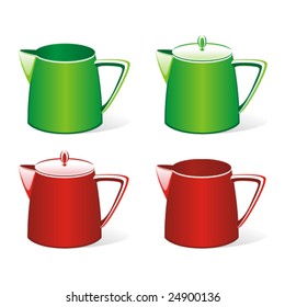 isolated colored milk jugs set
