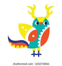 Isolated colored owl alebrije icon Vector
