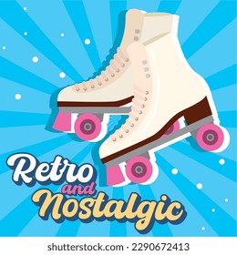 Isolated colored pair of skates Retro and nostalgic Vector