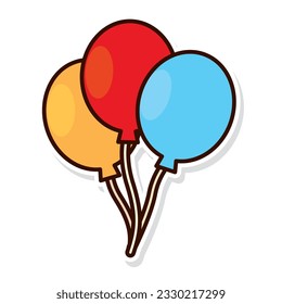 Isolated colored party balloon sticker icon Vector