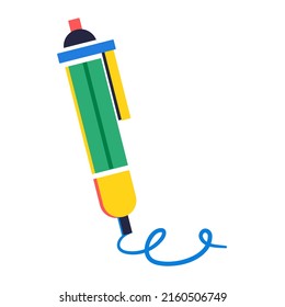 Icono de pluma de color aislado Suministro escolar Diseño plano Ilustración vectorial
