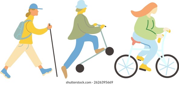isolated colored people summertime sports set. design for logo sticker print poster