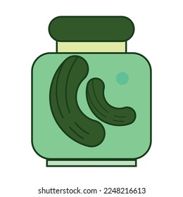 Isolated colored pickels in a jar icon Flat design Vector