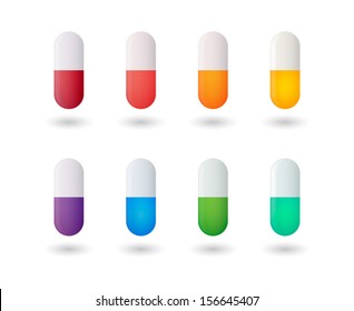 Isolated colored pills