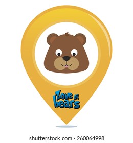 an isolated colored pin with text and an animal