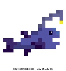 Icono de pescado pixelado de color aislado Ilustración vectorial