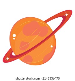 Isolated colored planet icon with rings Cute design Vector