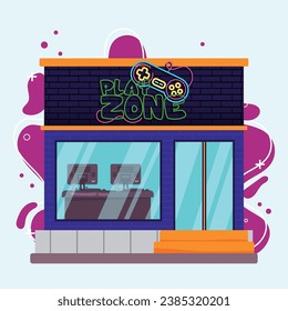 Isolated colored play zone shop building sketch icon Vector