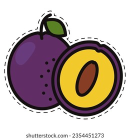 Isolated colored plum fruit icon Flat style Vector