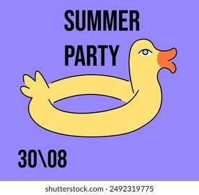 isolated colored poster for summertime party in vector in flat style. design template for invite sticker print poster