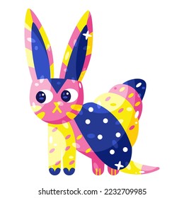 Isolated colored rabbit alebrije icon Vector