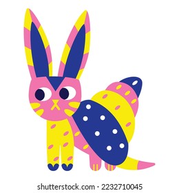 Isolated colored rabbit alebrije icon Vector