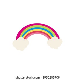 Isolated colored rainbow with clouds