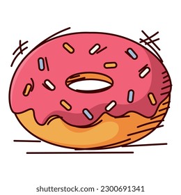 Isolated colored retro donut sketch image Vector