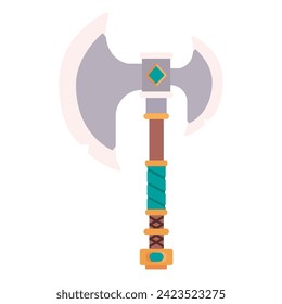 Isolated colored retro videogame axe medieval weapon icon Vector illustration