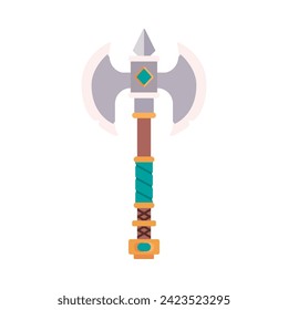Isolated colored retro videogame axe medieval weapon icon Vector illustration