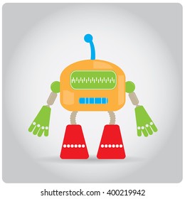 Isolated colored robot toy on a white background