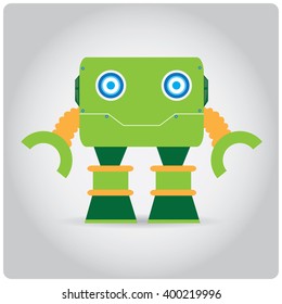 Isolated colored robot toy on a white background