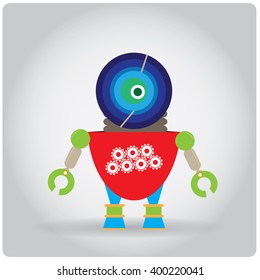 Isolated colored robot toy on a white background