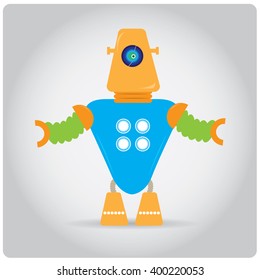 Isolated colored robot toy on a white background